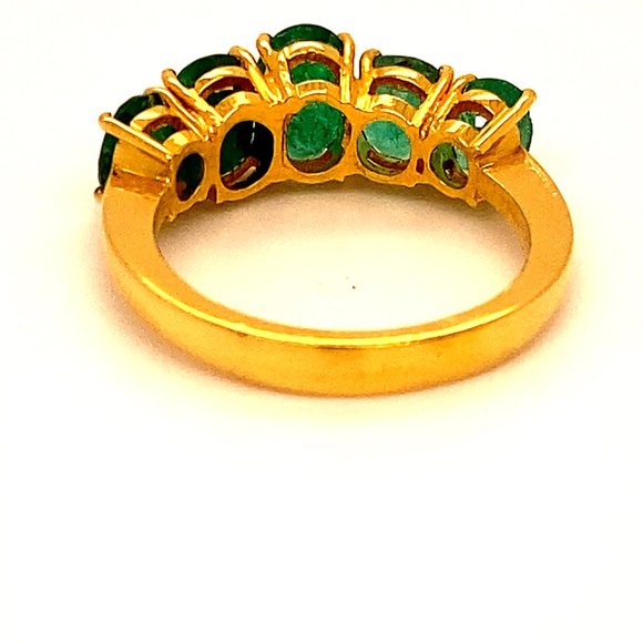 Emerald 3.60ct Solid 22K Yellow Gold Ring - Picture 7 of 9